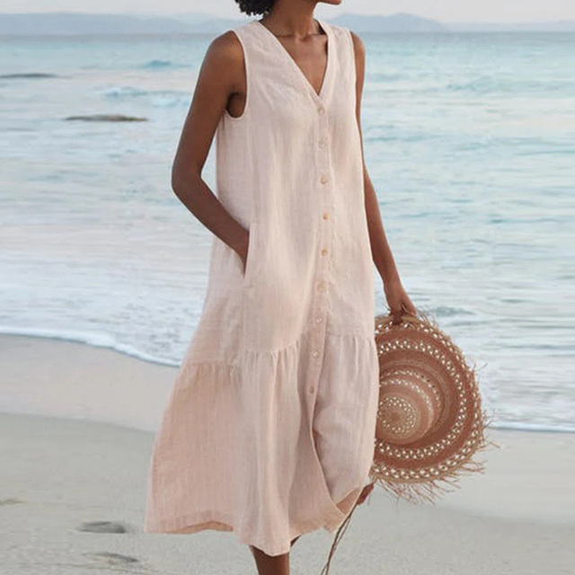 Women's Dress | Full Button Placket Midi