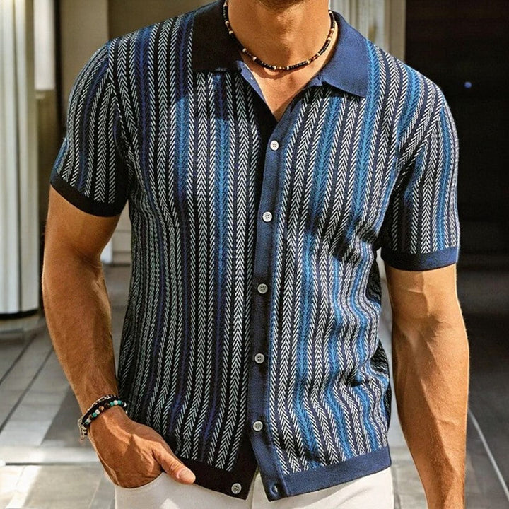 Men’s Button Down Shirt | Short Sleeve Stripe Pattern