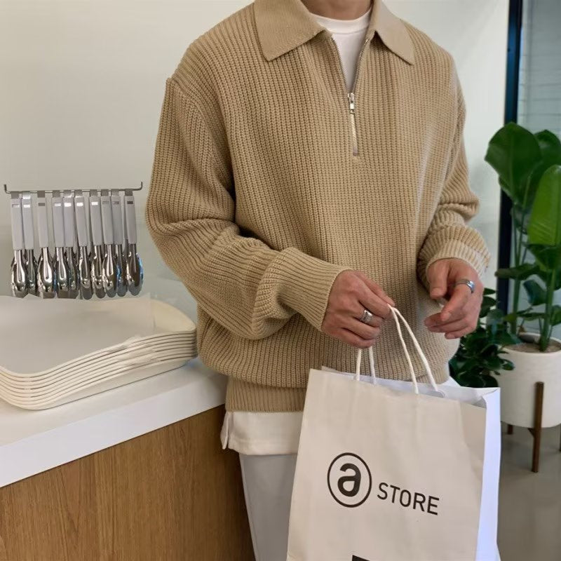 Men’s Sweater | Quarter Zip Textured Knit