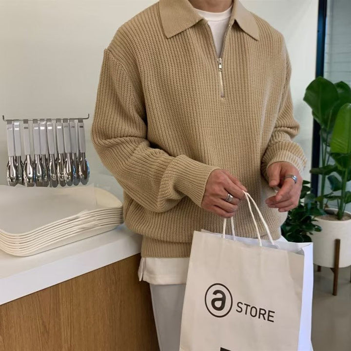 Men’s Sweater | Quarter Zip Textured Knit