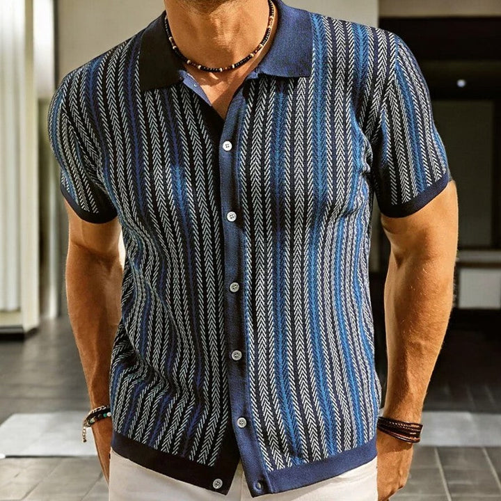 Men’s Button Down Shirt | Short Sleeve Stripe Pattern