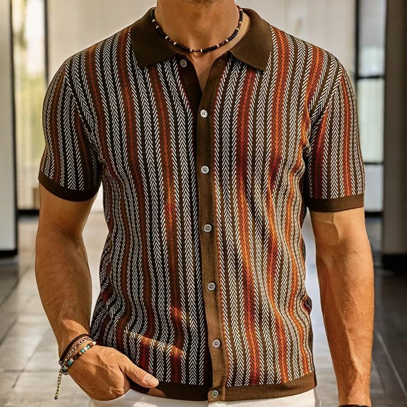 Men’s Button Down Shirt | Short Sleeve Stripe Pattern