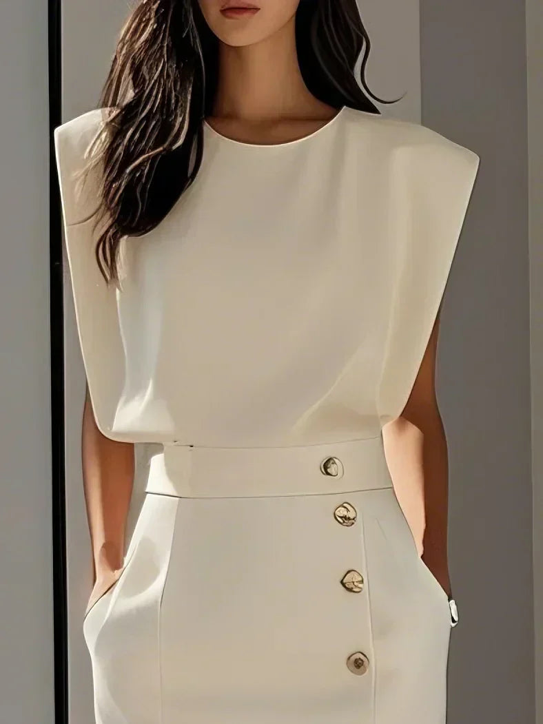 Women’s Dress | Side Button Sleeveless Midi