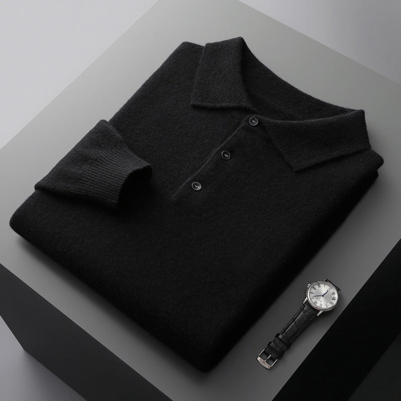 Men’s Long Sleeve Polo Shirt | Button Placket Solid