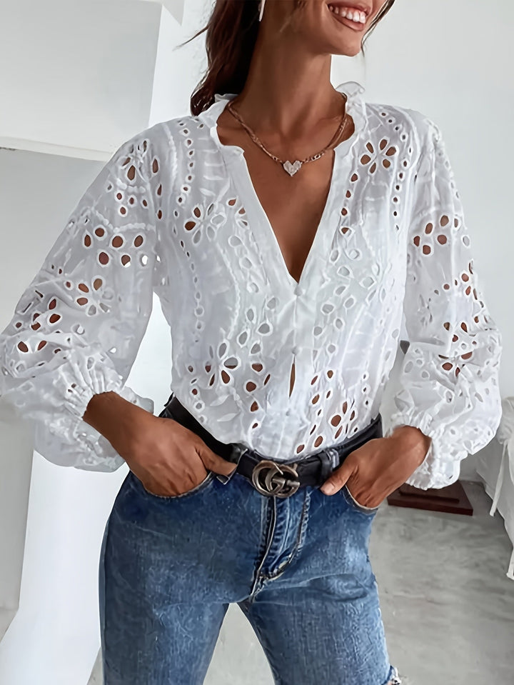 Women’s Blouse | Floral Cutout Top