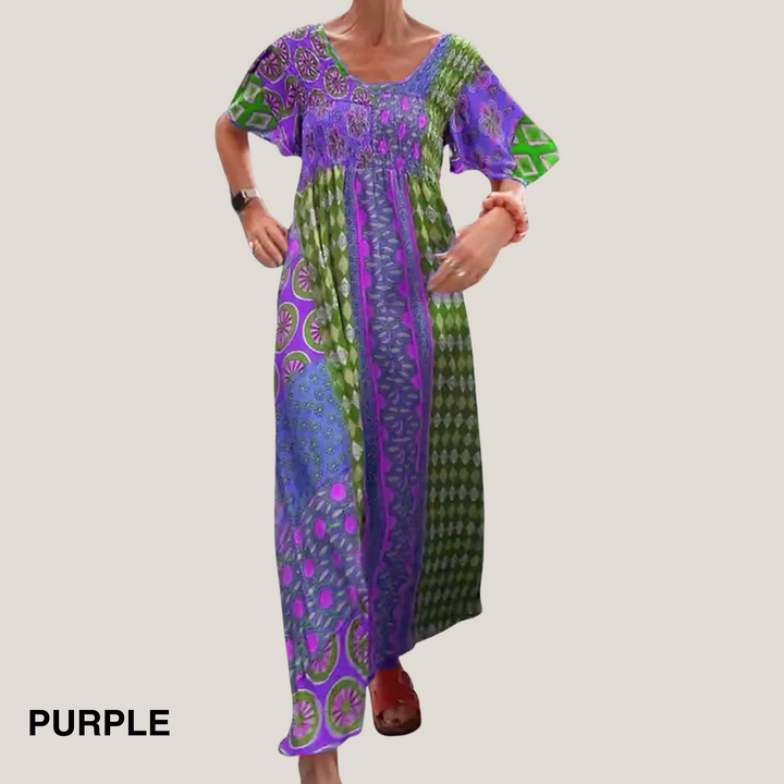Women’s Dress | Patchwork Maxi Short Sleeves