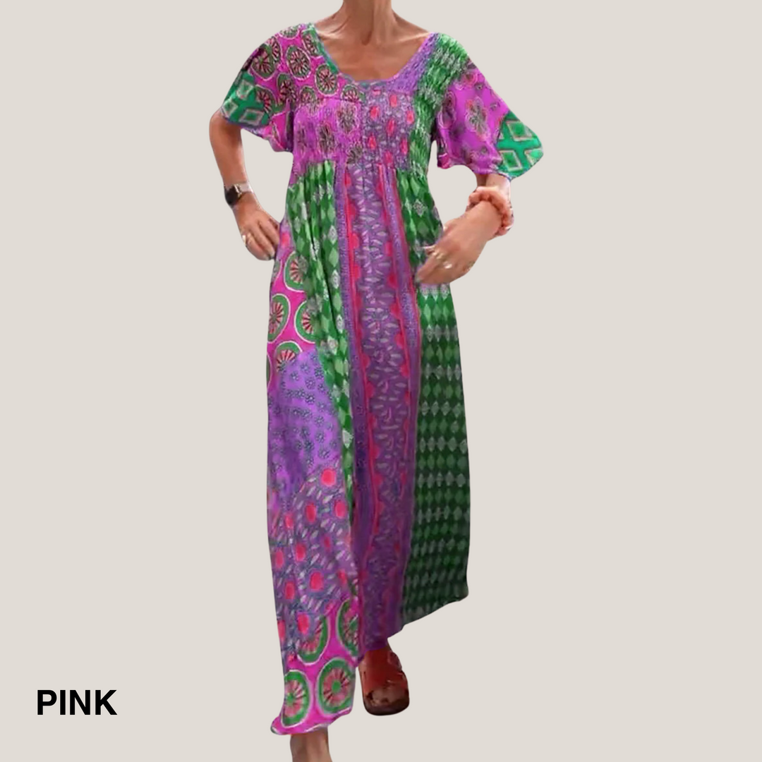 Women’s Dress | Patchwork Maxi Short Sleeves
