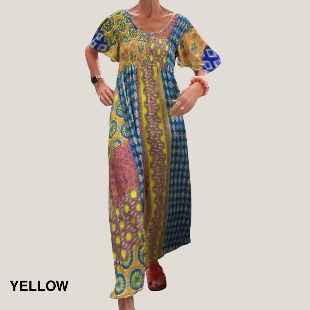 Women’s Dress | Patchwork Maxi Short Sleeves
