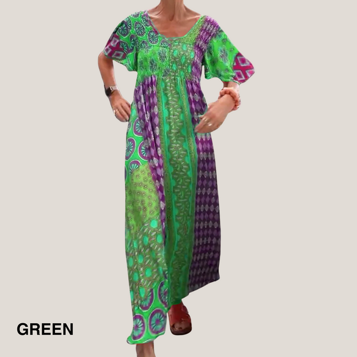 Women’s Dress | Patchwork Maxi Short Sleeves