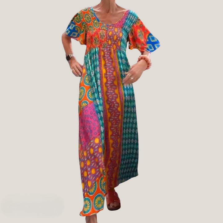 Women’s Dress | Patchwork Maxi Short Sleeves