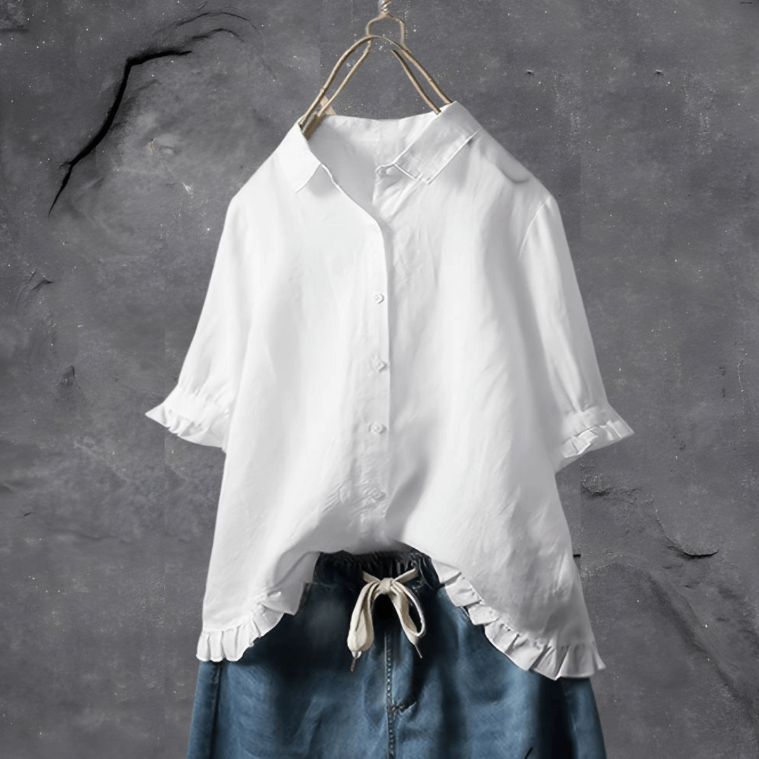 Women’s Blouse | Button-Down Ruffle Hem