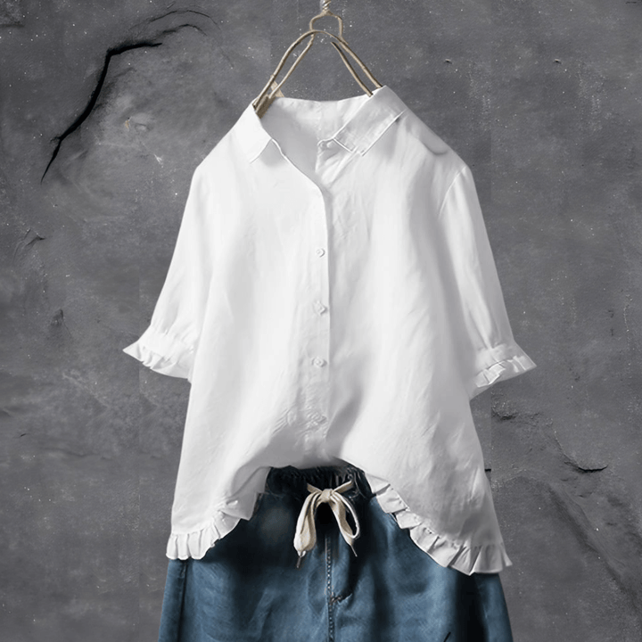 Women’s Blouse | Button-Down Ruffle Hem