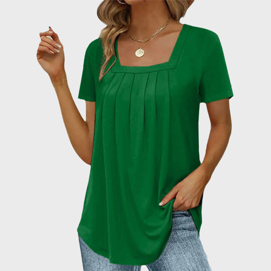 Women’s Blouse | Pleated Front Square Neck