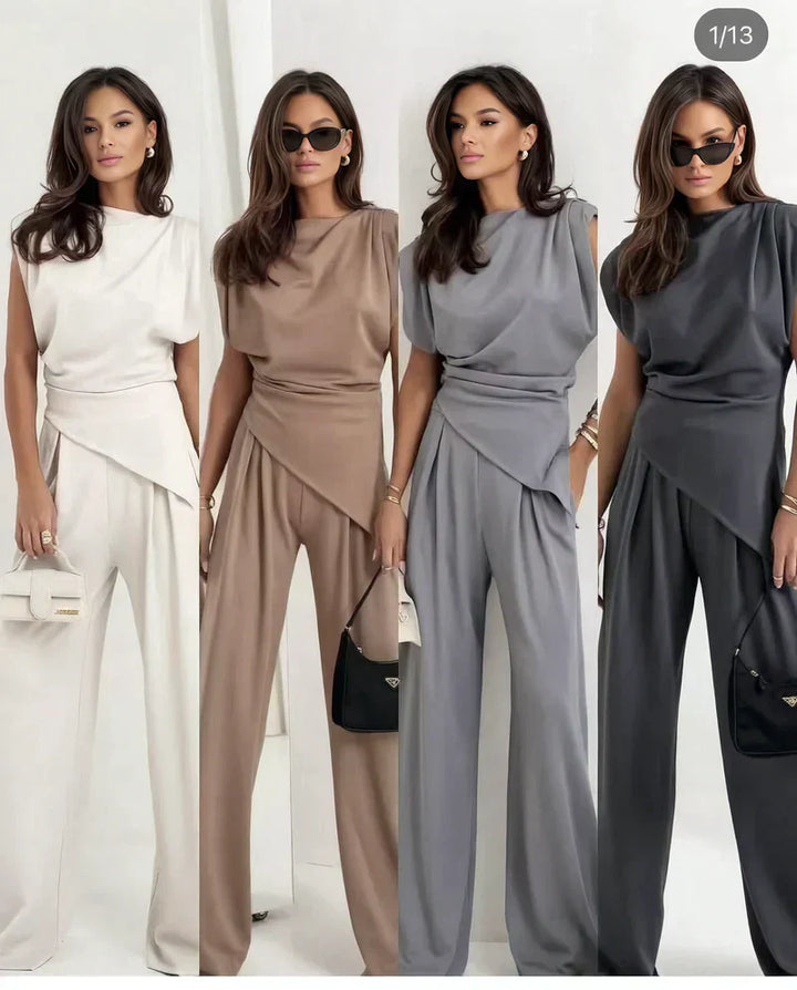 Women's Two-Piece Set | Sleeveless Top Minimal Design