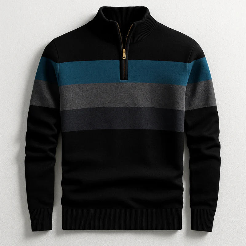 Men’s Sweater | Striped Zip Neck Pullover