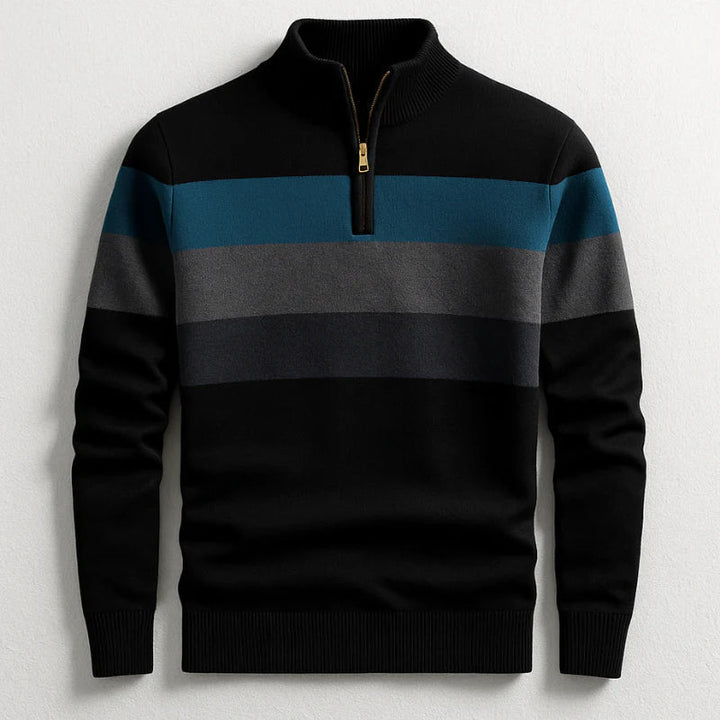 Men’s Sweater | Striped Zip Neck Pullover