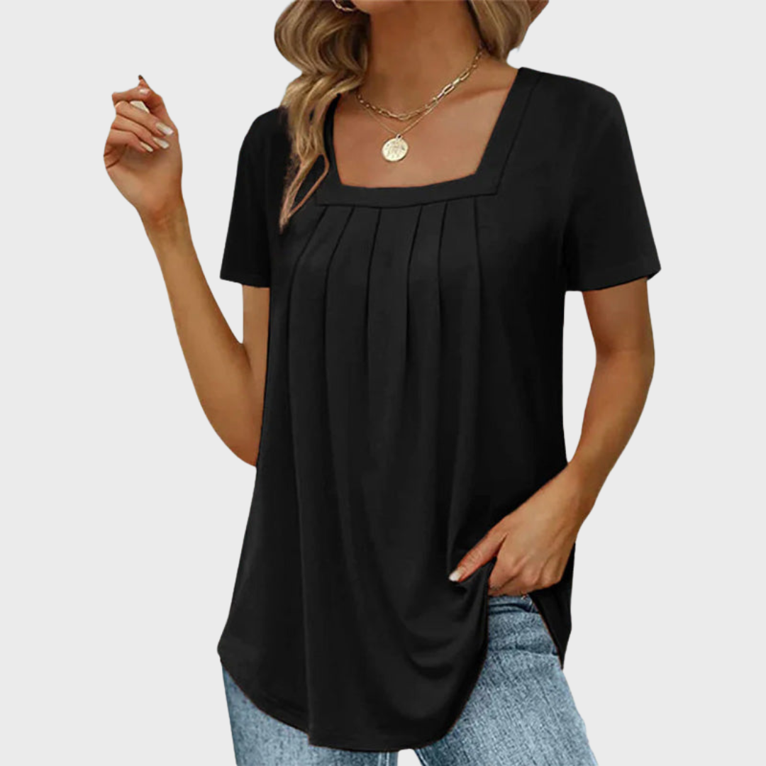 Women’s Blouse | Pleated Front Square Neck
