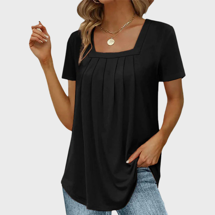 Women’s Blouse | Pleated Front Square Neck