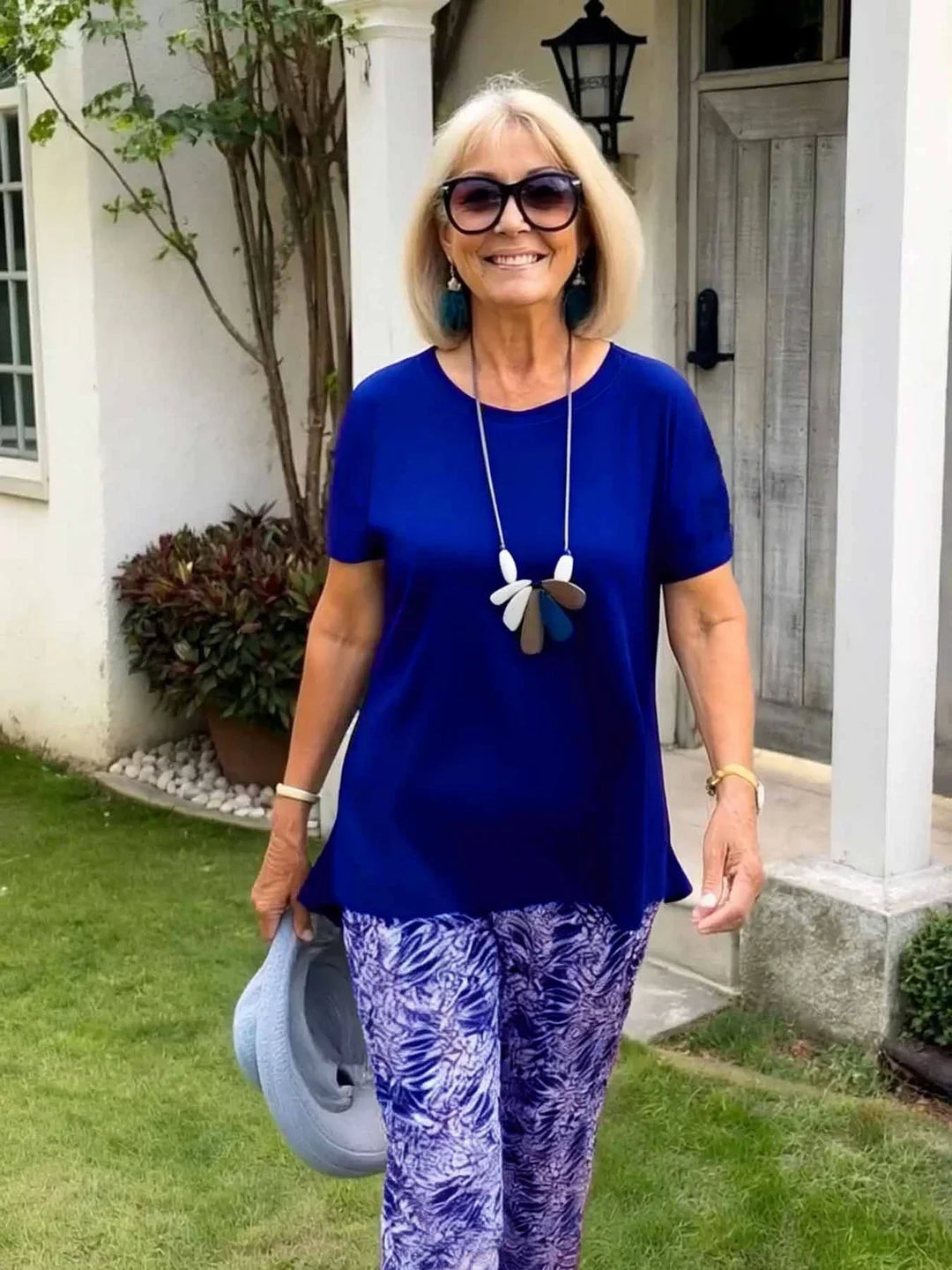 Women's Coastal Set | Round Neck Top Printed Pants