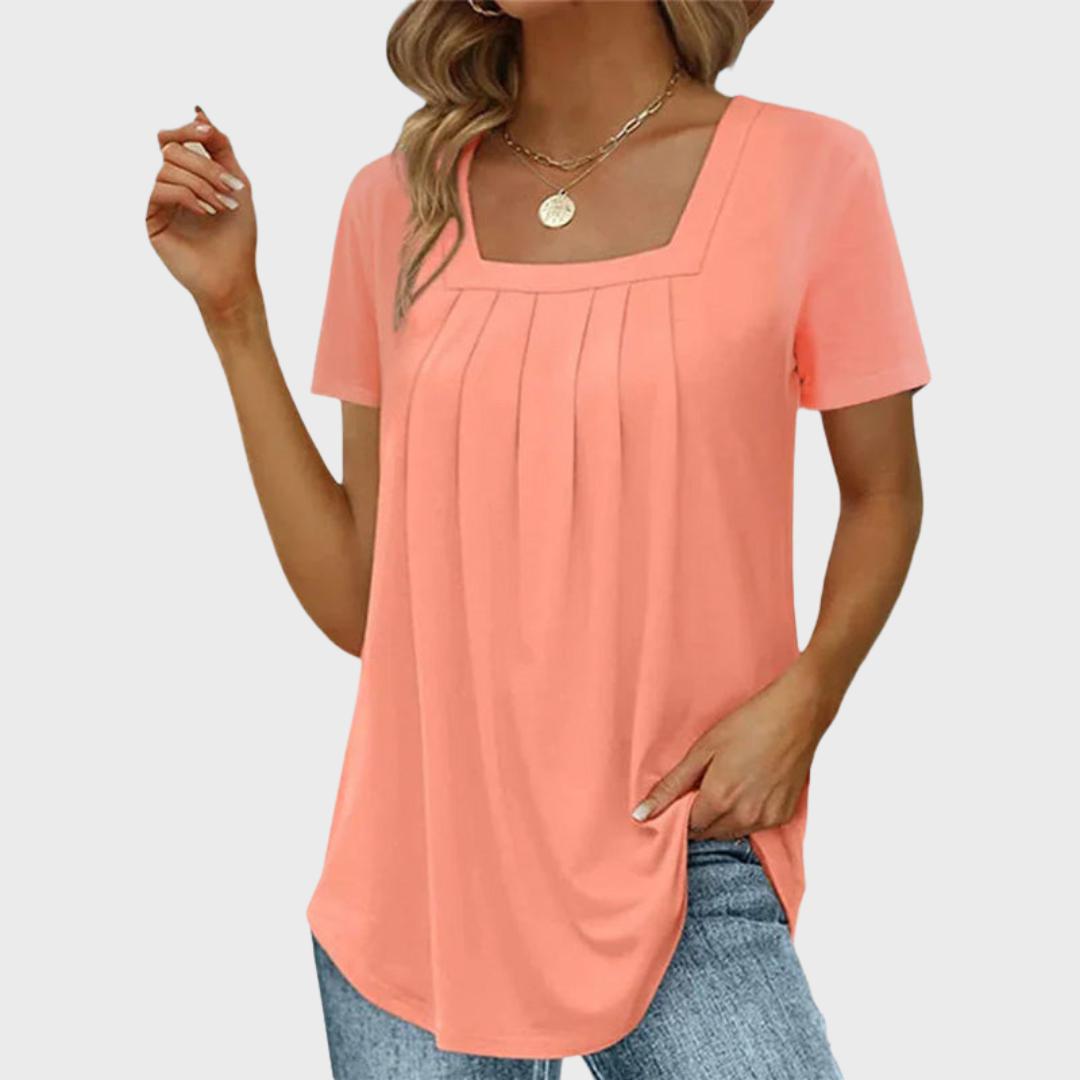Women’s Blouse | Pleated Front Square Neck