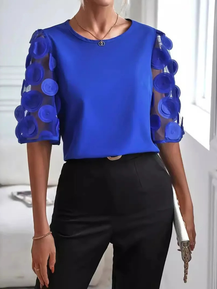 Women’s Top  | Round Neckline Puff Sleeves