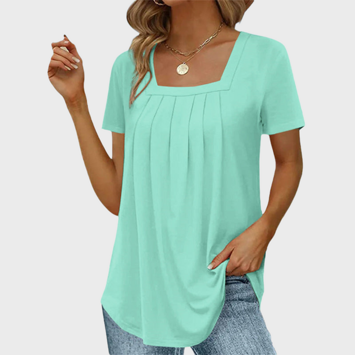 Women’s Blouse | Pleated Front Square Neck