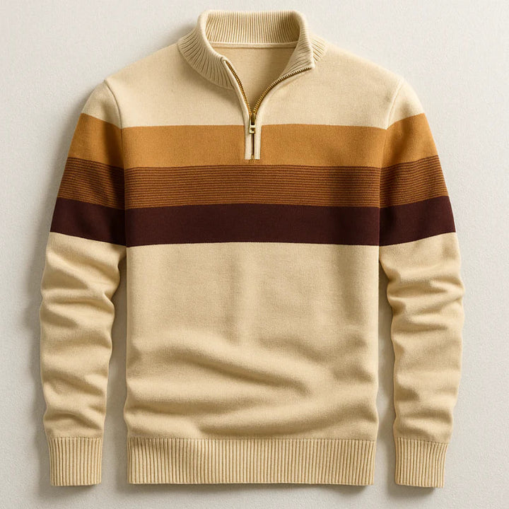 Men’s Sweater | Striped Zip Neck Pullover