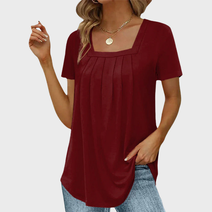 Women’s Blouse | Pleated Front Square Neck