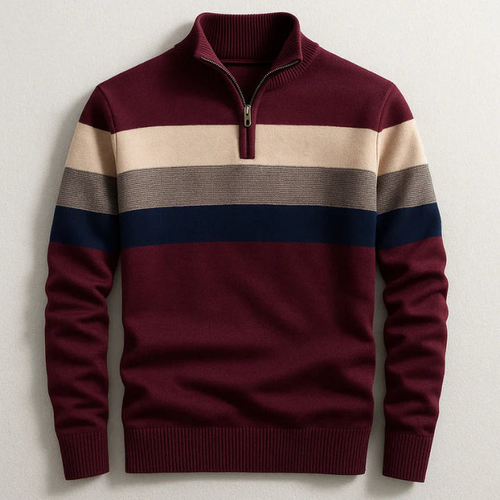 Men’s Sweater | Striped Zip Neck Pullover