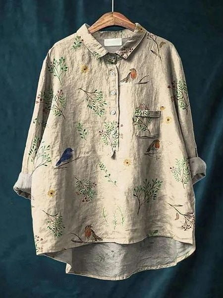 Women's Blouse | Floral Print Abstract Button Front