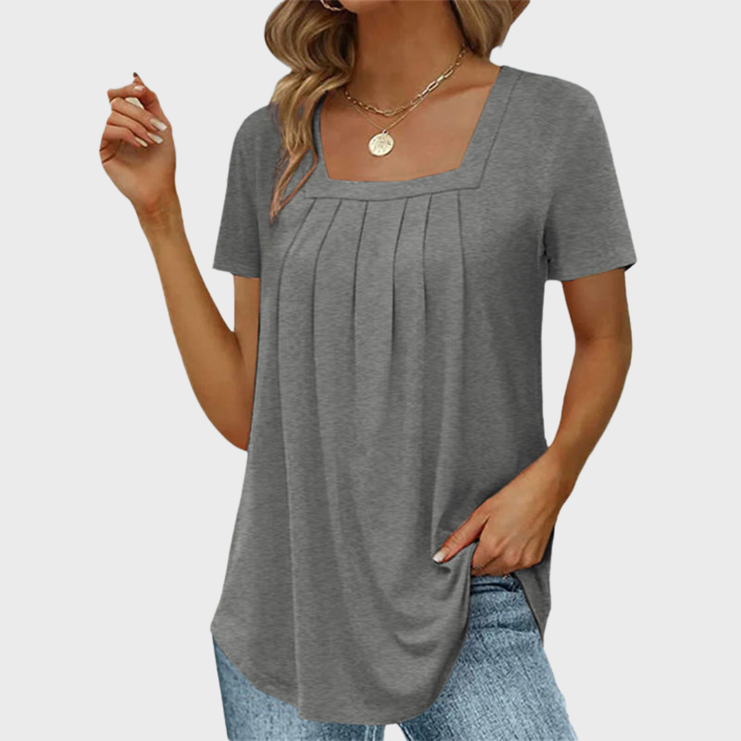 Women’s Blouse | Pleated Front Square Neck