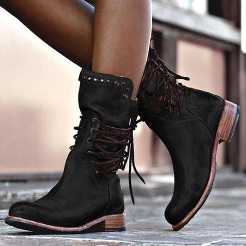 Boots For Women | Front Lace Closed Toe