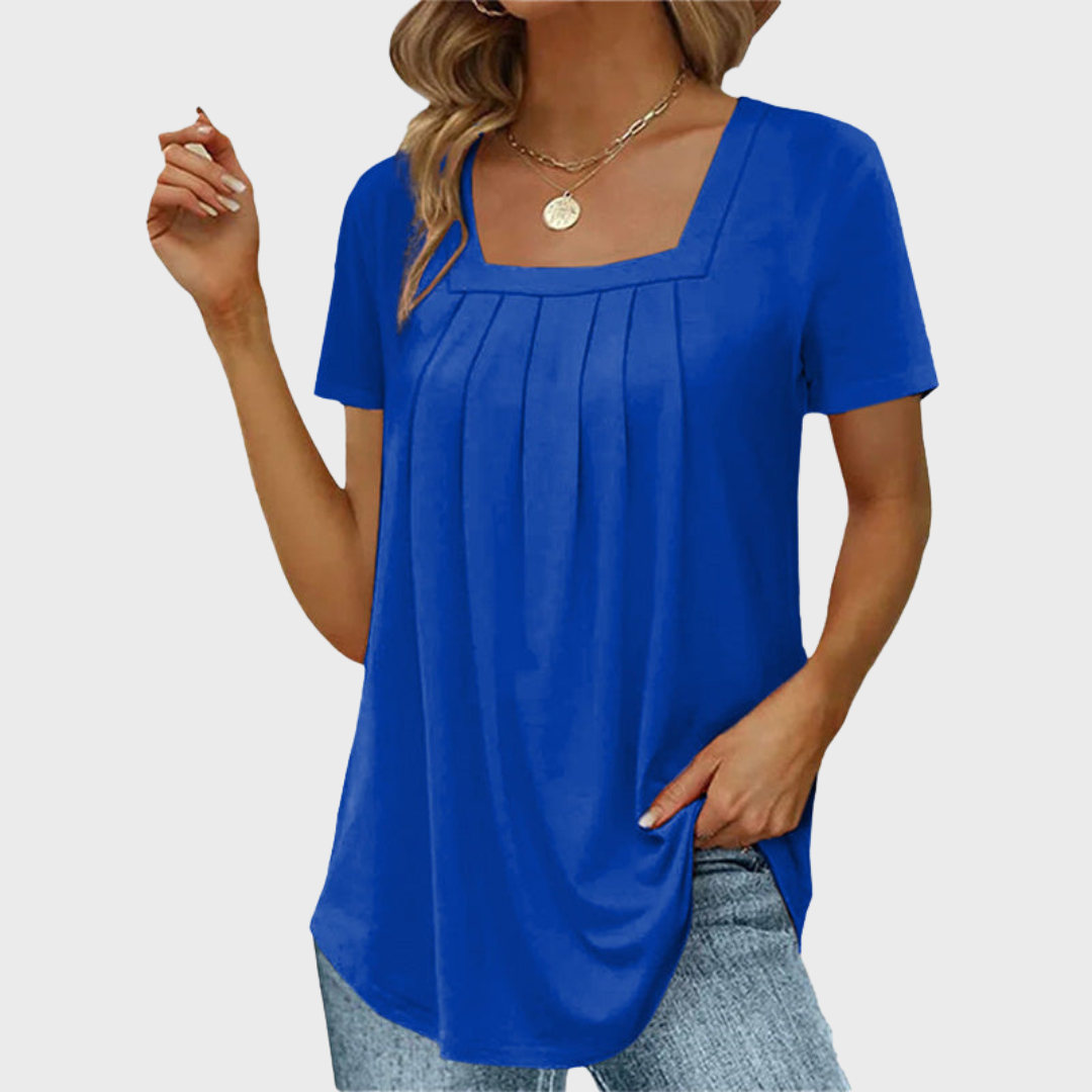 Women’s Blouse | Pleated Front Square Neck