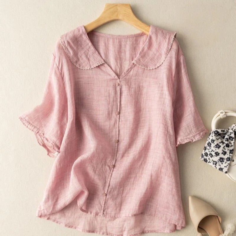 Women's Blouse | Front Scalloped Button Collar