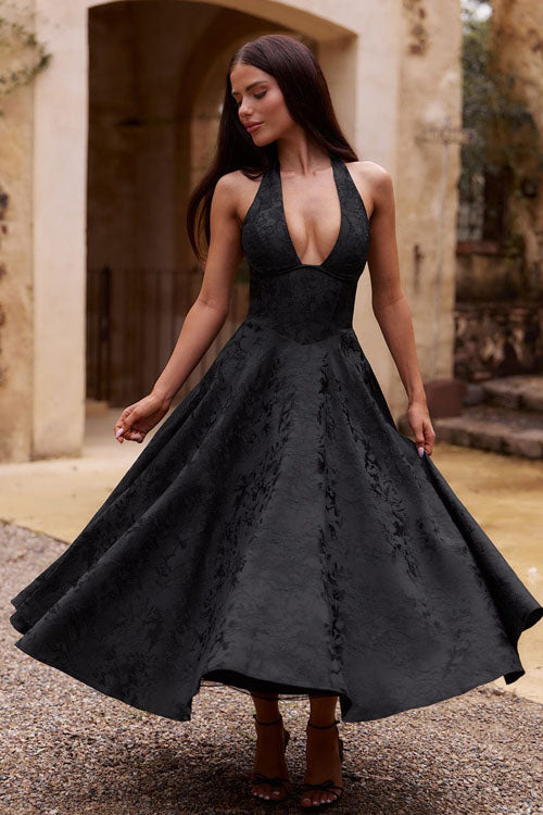 Women’s Dress | Halterneck V-Shaped Front Maxi