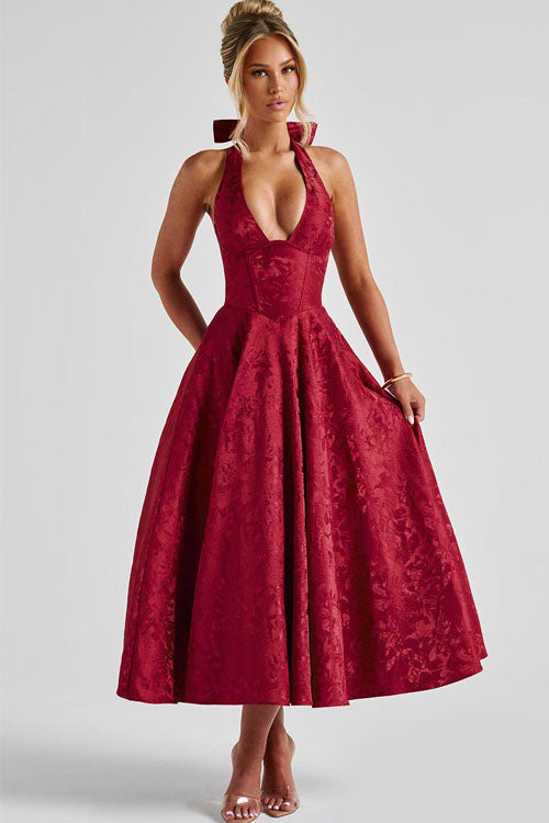 Women’s Dress | Halterneck V-Shaped Front Maxi