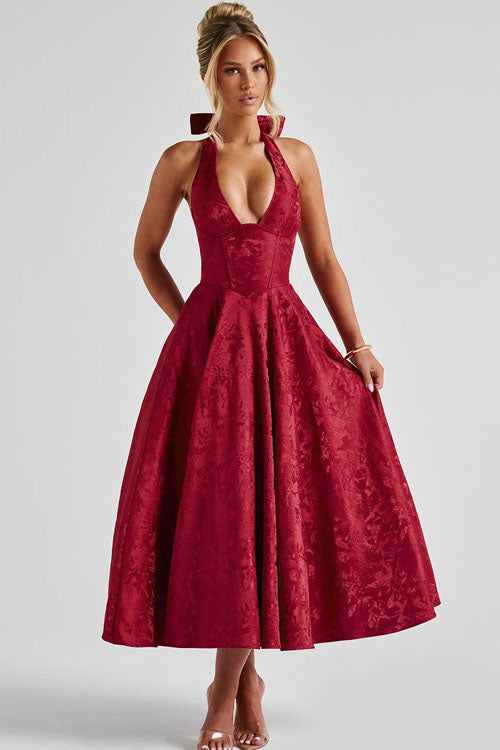 Women’s Dress | Halterneck V-Shaped Front Maxi