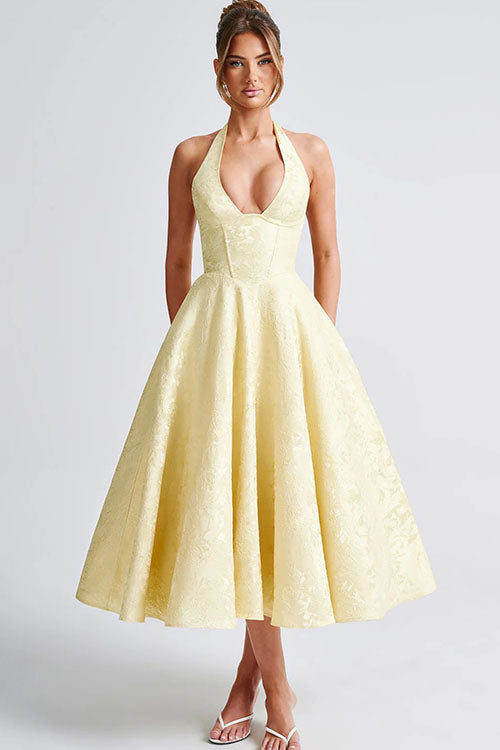 Women’s Dress | Halterneck V-Shaped Front Maxi