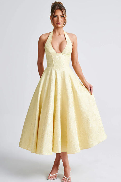 Women’s Dress | Halterneck V-Shaped Front Maxi