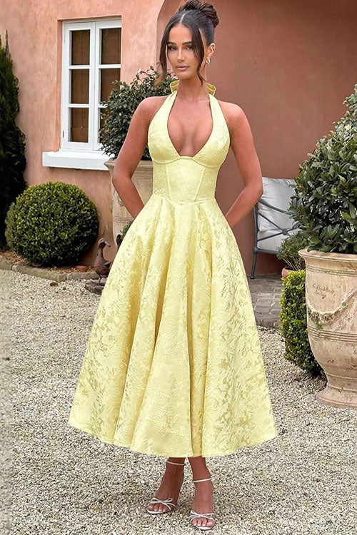 Women’s Dress | Halterneck V-Shaped Front Maxi