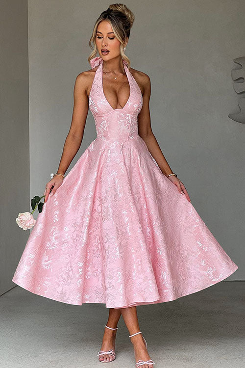 Women’s Dress | Halterneck V-Shaped Front Maxi