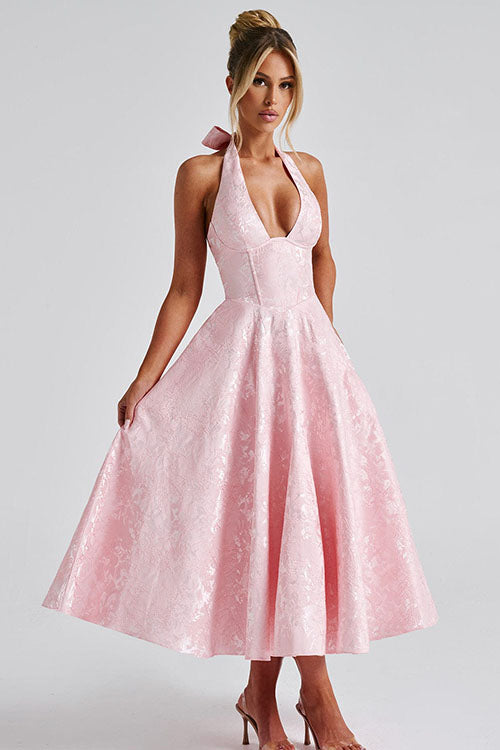 Women’s Dress | Halterneck V-Shaped Front Maxi