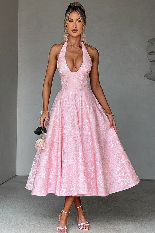 Women’s Dress | Halterneck V-Shaped Front Maxi