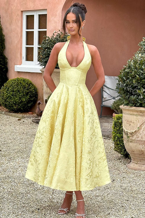 Women’s Dress | Halterneck V-Shaped Front Maxi