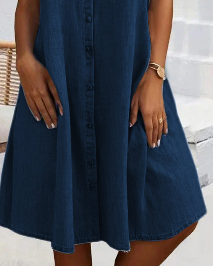 Women's Dress | Front Pockets Collared Neckline