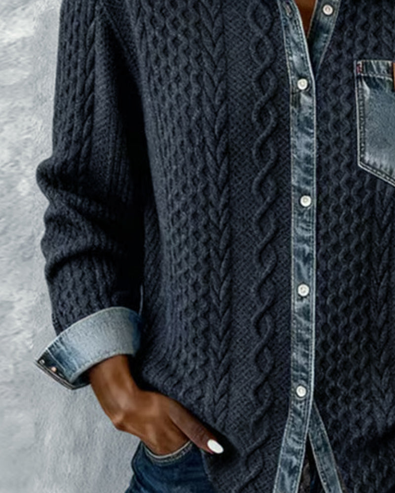 Women’s Blouse | Cable Pattern Button-Down