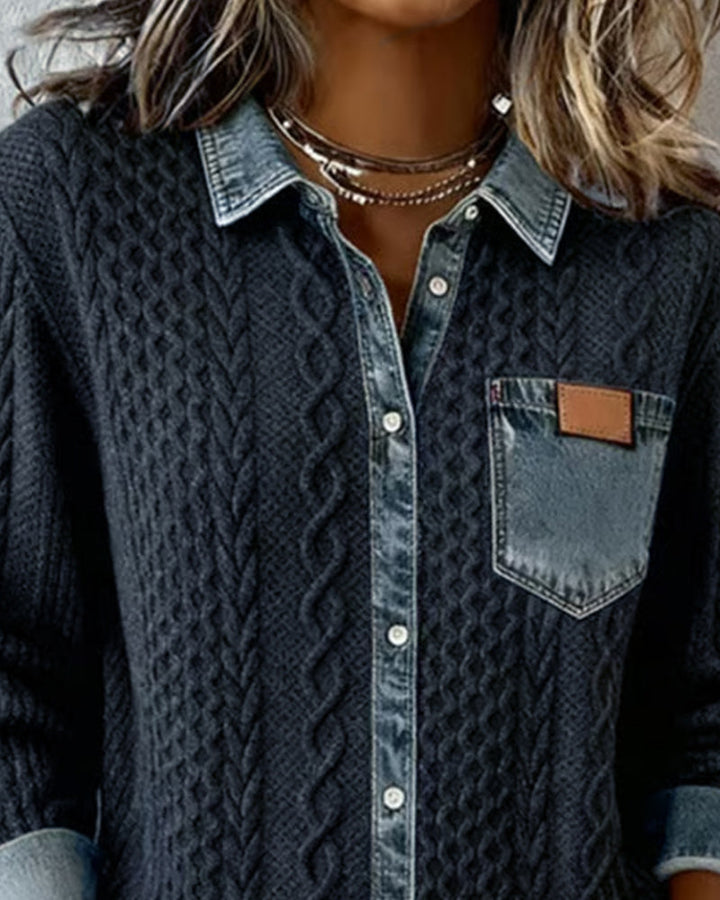 Women’s Blouse | Cable Pattern Button-Down