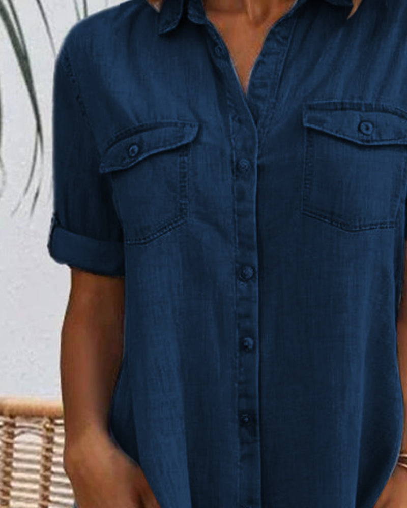 Women's Dress | Front Pockets Collared Neckline