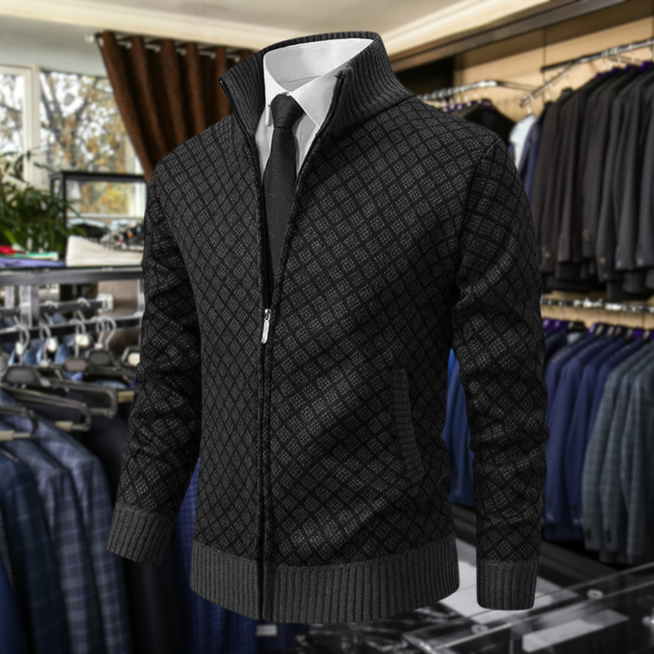 Men's Cardigan | Zip Front Stand Collar