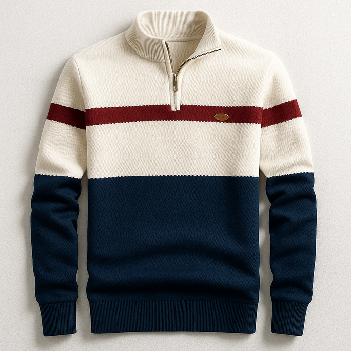 Men’s Sweater | Quarter Zip Stripe Design